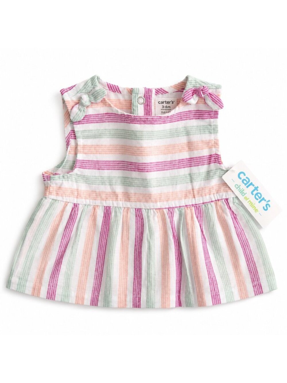 Carter’s Child of Mine Striped Dress 0-3M NWT Pastel Sleeveless Dress